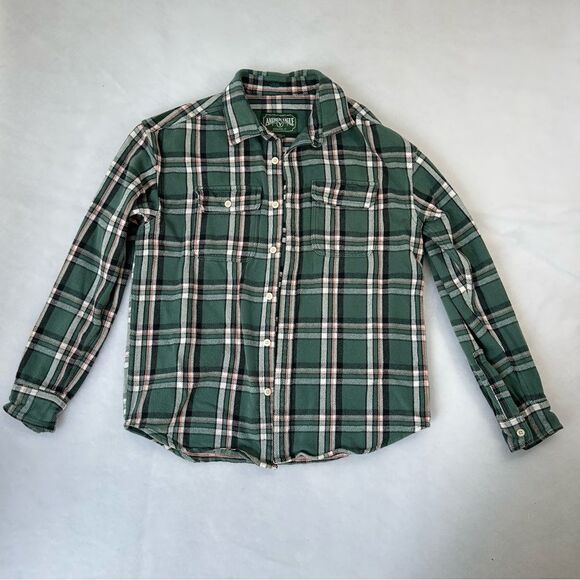 American Eagle Outfitter Green Plaid Shacket Thick Button Up Shirt Men’s Sz M - Picture 1 of 14